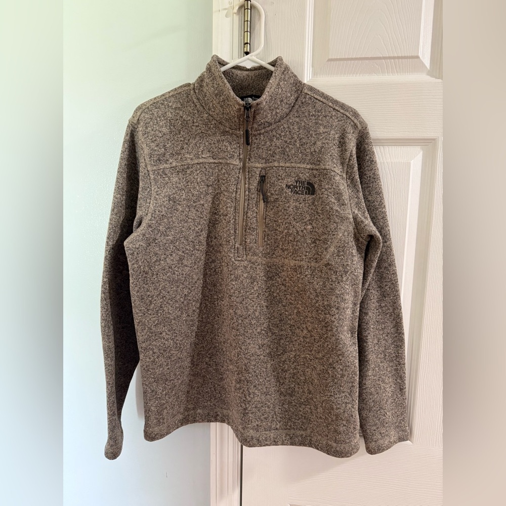 North Face Men’s Taupe Quarter Zip Pullover Sweater Size Medium